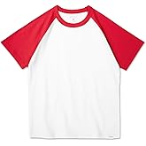Silenroar Boys Tshirt Raglan Short Sleeve Shirt Cotton Blend Basic Tees Breathable Baseball T-Shirts Light Weight