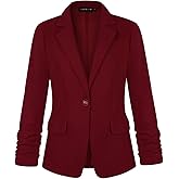 MINTLIMIT Women's 3/4 Sleeve Blazers One Button Work Office Blazer with Pockets