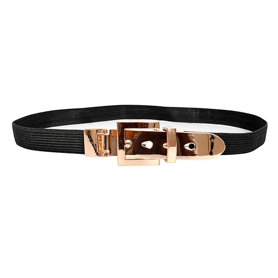 black elastic belt with gold buckle