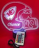 KC Chiefs NFL Light Up Lamp LED Personalized Free Kansas City Football Light Up Light Lamp LED Table Lamp, Our Newest Feature - It's WOW, With Remote 16 Color Options, Dimmer, Free Engraved Great Gift