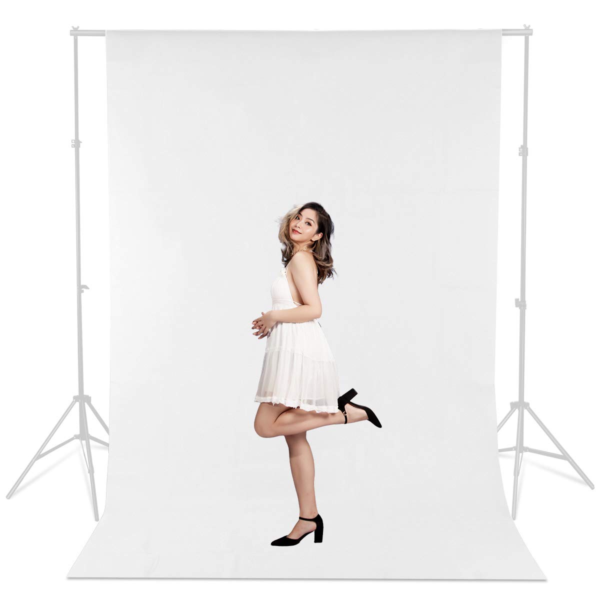 Backdrop 1.8 x 2.7M / 6 x 9Ft Muslin Video Photo Photography Backdrop, Studio White Background 100% Cotton Muslin Background, Perfect for YouTube, Video Editing, Filming