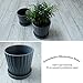 Greenaholics Medium Plant Pots - 6 Inch Grey Cylinder Ceramic Planters with Attached Saucers, Two Line Grain, House and Office Decor, Set of 2