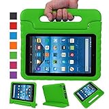 Sztook Shock Proof Kiddie Series Light Weight Convertible Handle Stand Case for Amazon Fire 7 Tablet 5th Generation - Green