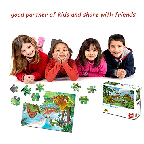 100 Piece Jigsaw Puzzles for Kids Ages 4-8 Puzzles for Toddler Dinosaur Puzzle Children Learning Preschool Educational Puzzles Toys for Boys and Girls - Thumbnail 5