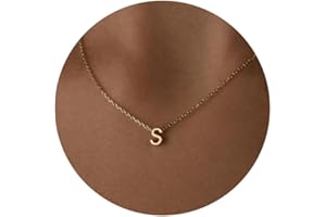 Fwlisesa Initial Necklaces for Women, 14k Gold Plated Dainty Gold Letter Necklace Tiny Initial Pendant Necklace Cute Letter Name Choker Necklaces for Women Simple Gold Jewelry for Women Gifts
