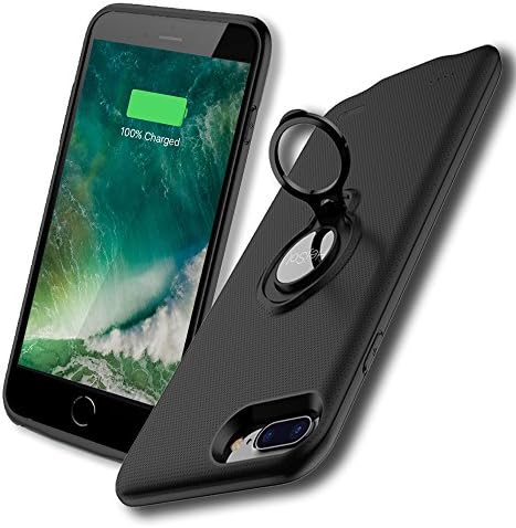 iPhone 6 6s 7 Battery Case with Ring Holder, HejSol 2500mAh Ultra Slim Rechargeable Portable Charging Case Power Bank for iPhone 6 6s 7 (4.7inch) Battery Pack Juice Bank Cover with Kickstand(BLK)