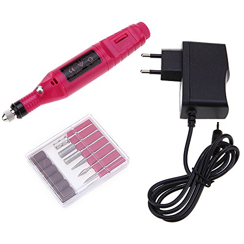 Professional Electric Nail Art Electric Grinding Machine Pen with 6 Specialty Attachments Bits Manicure Toenail Pedicure Drill File Tool