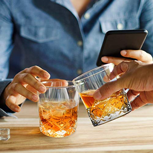 Whiskey Glasses, Scotch Bourbon Drinking Cups, Old Fashioned Crystal Clear Gift Set of 4 - Thumbnail 3