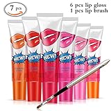 MLMSY 6Pcs Womens Easy Peel Off Long Lasting Makeup Tatto Lip Gloss Lipstick Waterproof Tear Pull Lipstick with a Matching Brush (6pcs+brush)