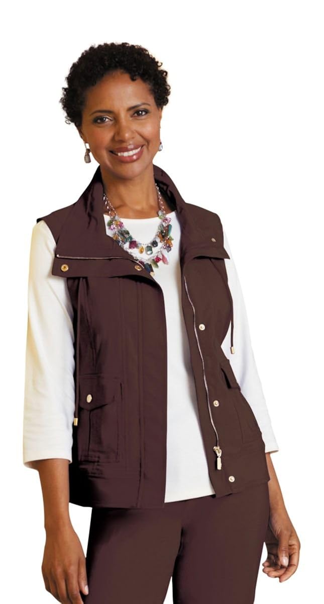 Draper's & Damon's Women's Petite Slimtacular Vest PXL Coffeebean at