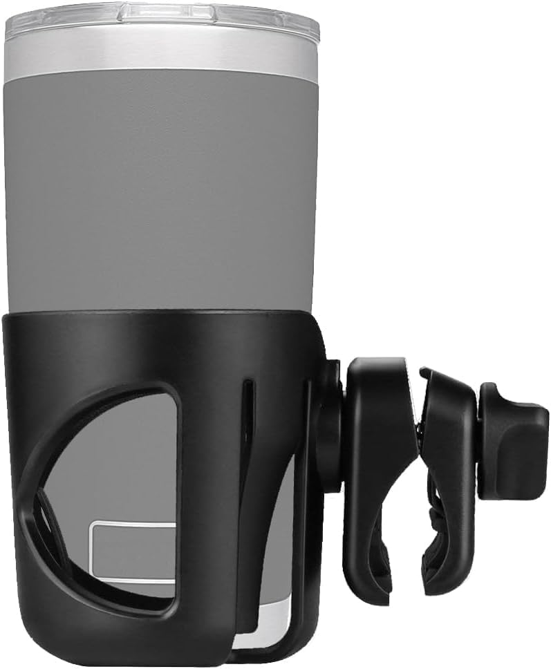 New Stroller, Bicycle, Scooter, Kayak Cup Holder Compatible with Yeti Rambler 10-40 Oz. Models. Super Secure. 360 Degrees Rotatable. Anti-Shake Spill Resistant. (Black)