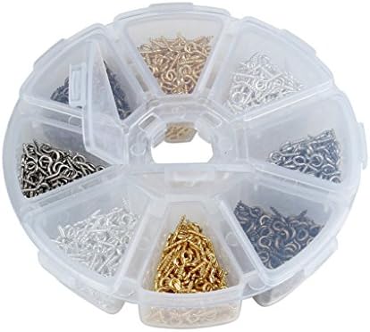 HLDIY 1 Box 800PCS Four Color Iron Screw Eye Pin Bail Peg for Half-drilled Beads 410mm