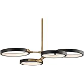 ET2 Lighting E24322-BKGLD Hoopla - 12W 4 LED Chandelier-5.5 Inch Tall and 33 Inch Wide, Finish Color: Black/Gold