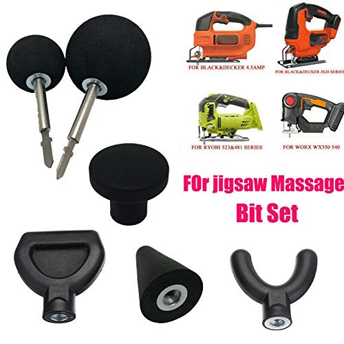 Tulas 6Pcs Percussion Massage Tips with 2pcs Rod for Jigsaw Massager Adapter Attachment Worx - Thumbnail 2