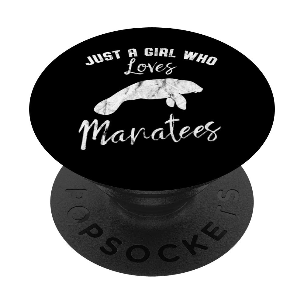 Manatee Just A Girl Who Loves Cute Womens Sea Cows Gift PopSockets PopGrip: Swappable Grip for Phones & Tablets