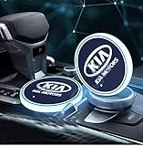 2pcs LED Car Logo Cup Holder Lights for Kia, 7 Colors Changing USB Charging Mat Luminescent Cup Pad, LED Interior Atmosphere Lamp Decoration Light. (kia)
