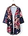 Girls' Sheer Boho Floral Cardigan Open front Cover Up Blouse Dark Green L