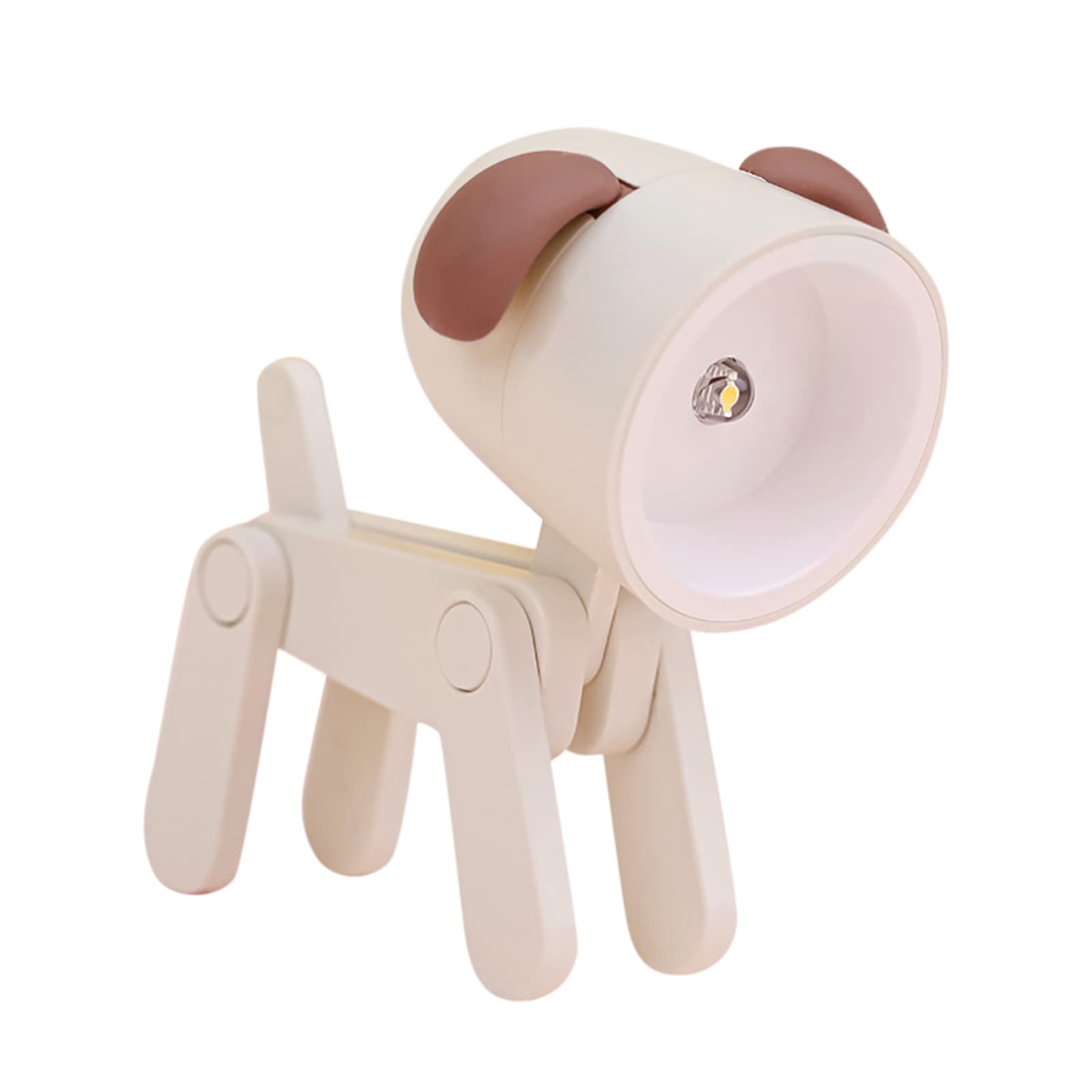LED Cute Night Light Dog, DIY Cartoon Mini Lamp, Folding Cell Phone Stand Desk Lamp Animal Reading Light Decorative Ornaments Eye-Protection Lamp for Kids (Beige Dog)