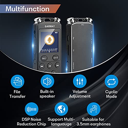 GARMAY Digital Voice Recorder Upgraded 48GB 1536KBPS 3343Hours