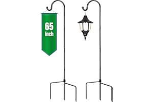 GOFORWILD Shepherd’s Hooks 2 Pack Black, 65 inches Tall, Adjustable Garden Hook for Outdoor, Hanging Plant, Solar Lights, Lanterns, Bird Feeders, Garden Stake and Wedding Decor, 7015