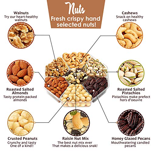 Holiday Nuts Gift Basket - Gourmet Food Gifts Prime Delivery | Jumbo 2LB Gift Basket - Men & Women, Christmas, Mothers & Father's Day Fruit Nut Gift Box, Assortment Tray - Birthday, Sympathy, Get Well - Thumbnail 2