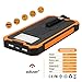 Soluser Portable Dual USB Solar Battery Fast Charger External Battery Pack, Solar Phone Charger Power Bank with 6LED Flashlight for Smartphones, Tablets, Cameras