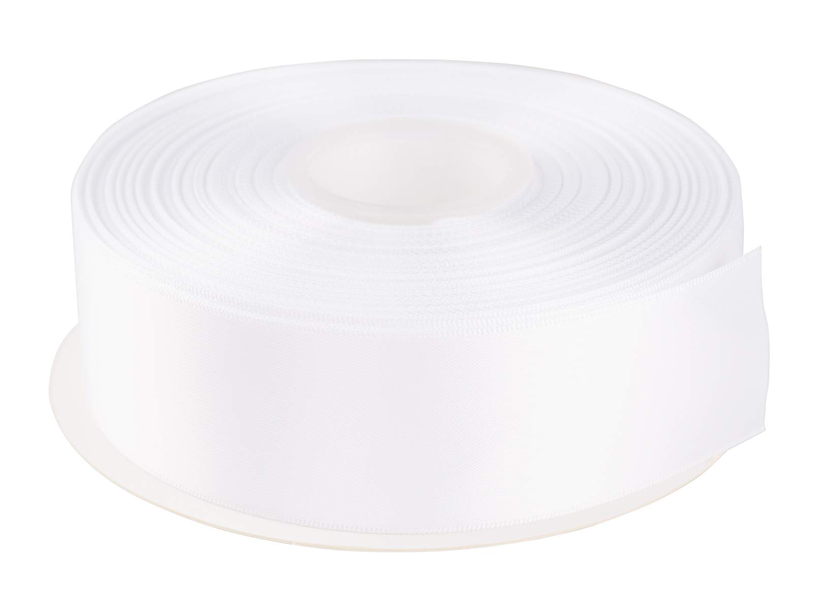 AVANAVA 38mm Wide Double Face Satin Ribbon - 45 Meters (029-White)