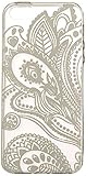 iPhone 5S Case, Wendy's StoresTM Clear Plastic Case Cover for Apple Iphone 5 5S 5G (Henna White Floral Paisley Flower Mandala)