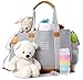 Diaper Bag for Girls and Boys - Large Capacity Baby Bag - Nappy Bag - Diaper Tote - Plus Changing Pad, Stroller Straps and 10 Pockets - Best Baby Shower Gift by 7Senses (Grey)