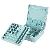 Jewelry Box, MaleDen 2 Layers Lint Jewelry Organizer Necklace Display with Lock, Removable 36 Compartments for Earrings Bracelets Rings Case