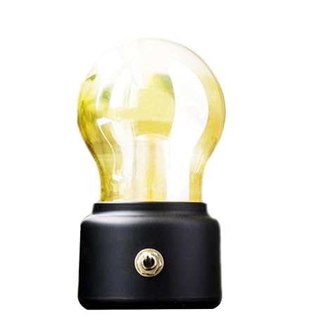 Soriace Mini Lampada Da Tavolocomodino A Led Senza Fili A Batteria Luce Notturna Vintage Con Cavo Di Ricarica Usb Retro Nero