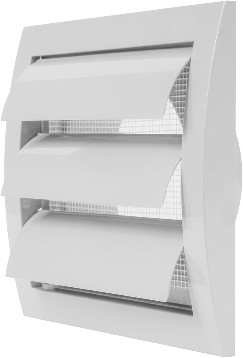 Repa Market White Exhaust Hood 4in with Pest Guard Screen Flange Air Vent Cap