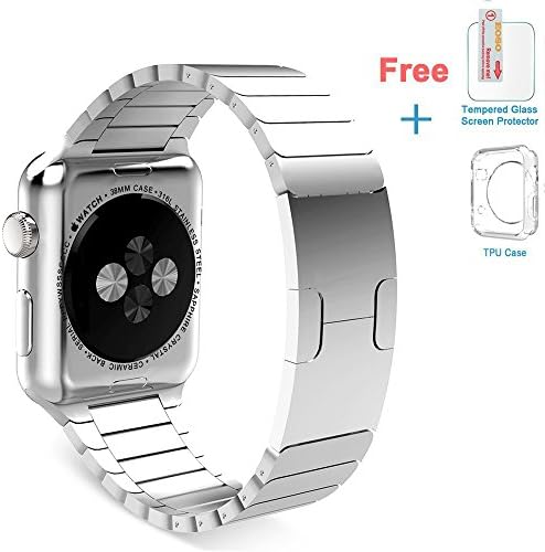 Eoso Stainless Steel Replacement Band Wrist Strap with Bracelet Clasp for Apple Watch Series 3/2/1 (2018 Bracelet Silver, 42 mm)