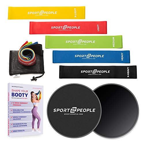 sport2people Core Slider Discs and Resistance Bands Set Dual Sided