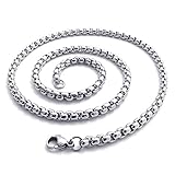 4.5mm KONOV 14-40 inch Stainless Steel Chain Mens Necklace, Silver, 4.5mm