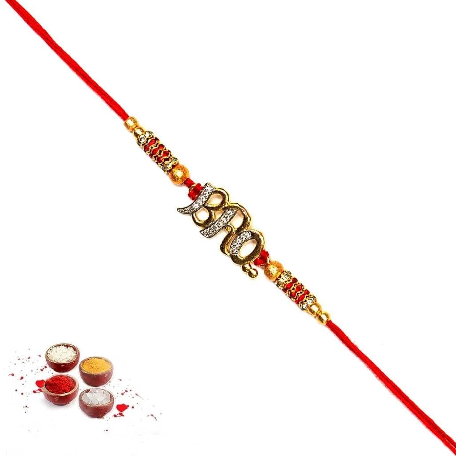 kanisha gold plated bro rakhi for brother (sv3655)