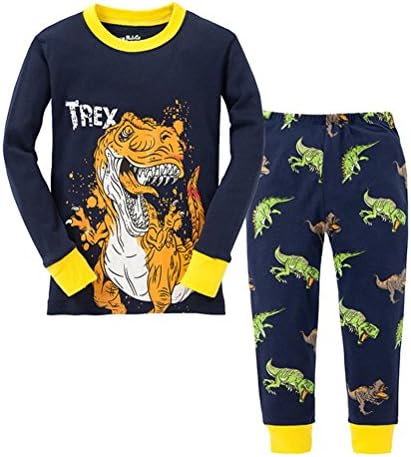 AMGLISE Little Boys Halloween Pajamas Dinosaur Glow Pjs Kids Sleepwear Set