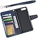 Arae Premium PU Leather Wallet Case with Kickstand and Flip Cover for iPhone 7 Plus / iPhone 8 Plus 5.5 inch - Navy Blue