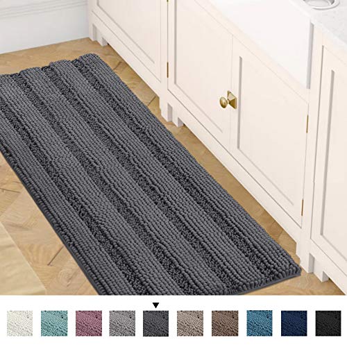 Runners Home & Garden 2 x 8 ft Non Slip Runner Rug Gray Bath Mat Accent