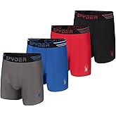 Spyder Mens Boxer Briefs 4 Pack Poly Spandex Performance Underwear/Bonded Hem Boxer Briefs