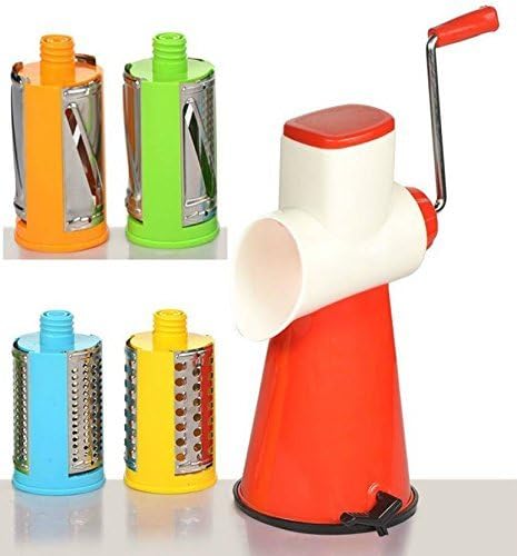 Jay Ganesha 4 in 1 Drum Grater Shredder Slicer for Vegetable, Fruits, Chocolate, Dry Fruits, Salad Maker with 4 Different Attractive Drums