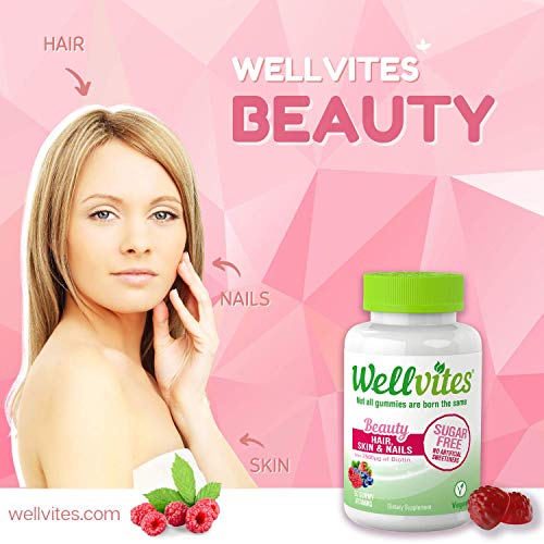 Wellvites Beauty Sugar Free Adult Gummies for Hair, Skin and Nails with