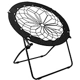 Sharkk Bungee Dish Chair Lightweight and Portable Unique Round Lounge Chair – Indoor and Outdoor Foldable Lawn Chair – Black