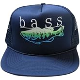 Bass Fishing Trucker Hat, Mesh Snapback, Adjustable Cap Assorted Colors Red/Blue