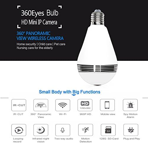 New Design Camera Bulb System (2018 New Design), Wireless Home Security IP Camera Light Bulb System, 360 Degree Fisheye Lens Wifi Video Digital Security Camera