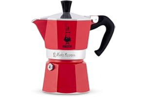 Bialetti - Moka Express: Iconic Stovetop Espresso Maker, Makes Real Italian Coffee, Moka Pot 6 Cups (6 Oz), Aluminium, Red