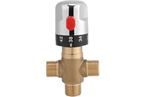 Thermostatic Mixing Valve Solid Brass G1/2 for Shower System Water Temperature Control Pipe Basin Thermostat Control for Bath