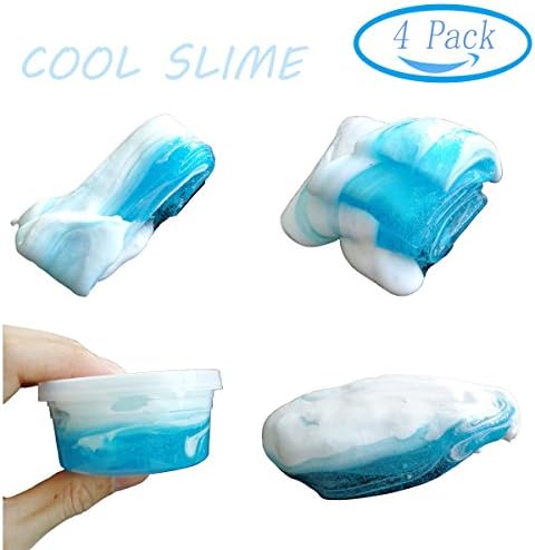 QingQiu 4 Pack Sea Wave Fluffy Slime Cloud Slime Crystal Slime Putty Scented Stress Relief Toy Sludge Toys for Kids Party Supplies