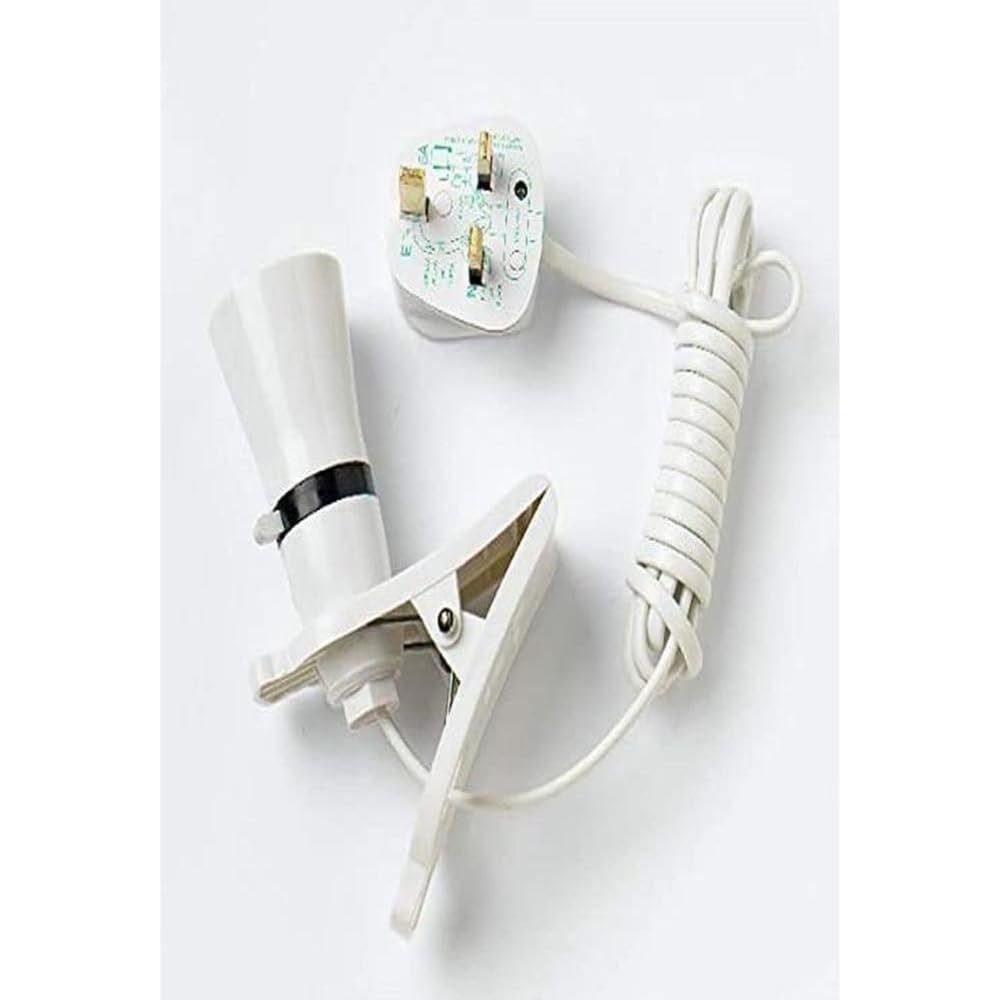 Merriway BH07491 White Clip On Light Heavy Duty Plastic with 13amp Plug