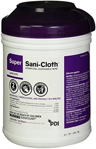 PDI Healthcare Q55172 Super Sani-Cloth Germicidal Disposable Wipe, 6" x 6.75" Size (Pack of 1920)